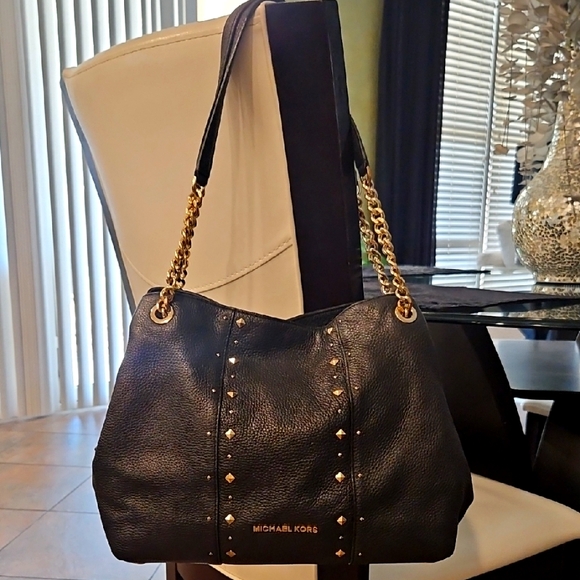 Michael Kors Black Leather Tote Bag - Picture 1 of 7